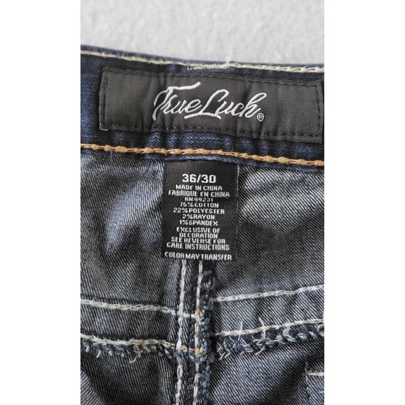 True Luck Jeans Men`s Size 36x30 Blue Denim Bootcut Stretch Western Embroidered - Picture 5 of 11